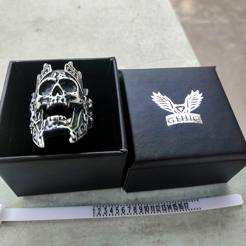 Bague tête de mort en argent sterling Ares God of War