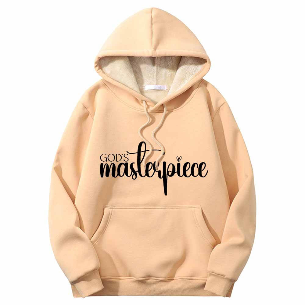 God's Masterpiece Letters Warm Fleece Sherpa Lined Hoodie