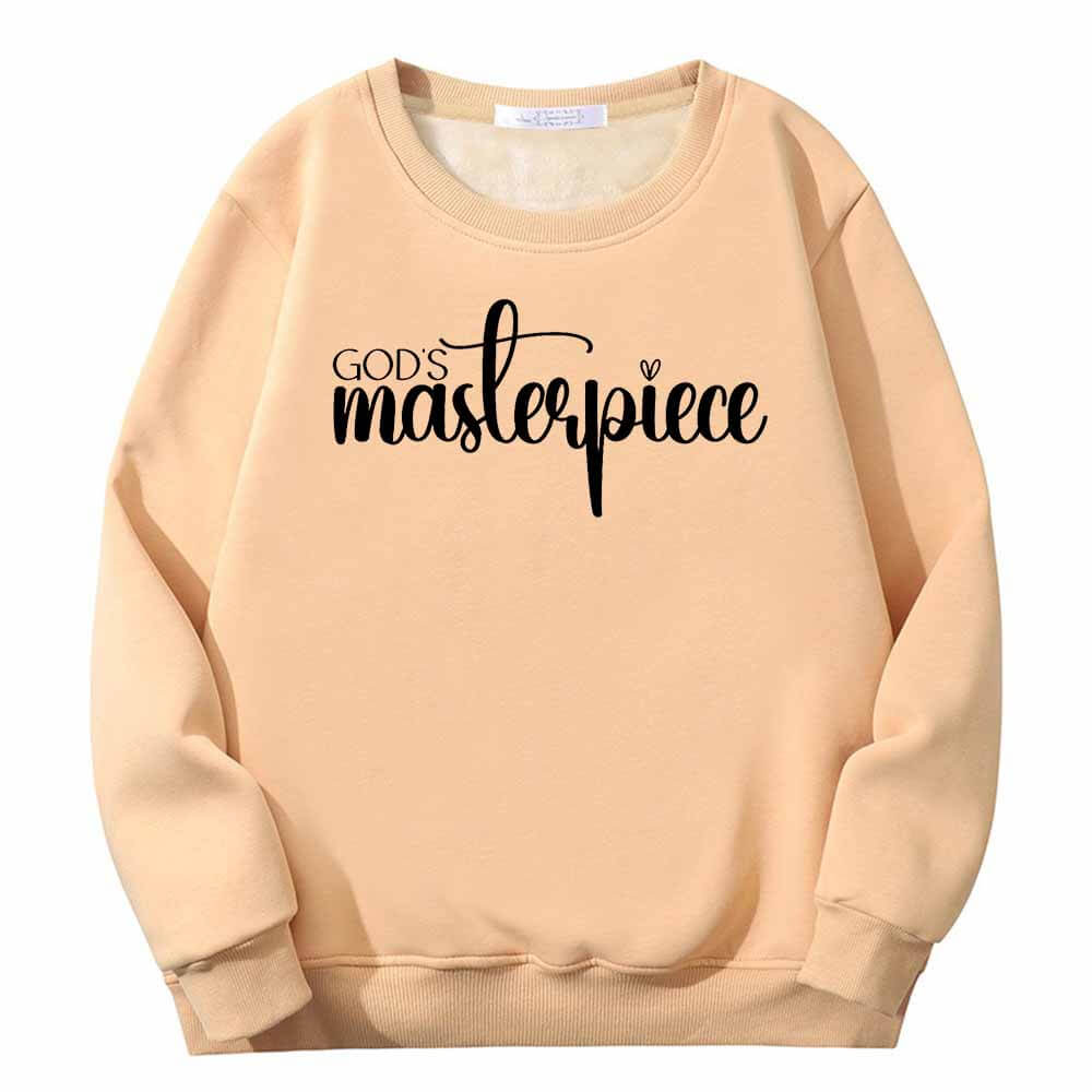 God's Masterpiece Letters Crew Collar Fleece Sherpa Sweatshirt