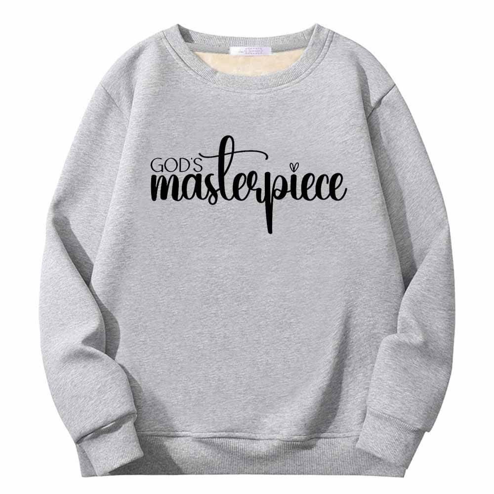 God's Masterpiece Letters Crew Collar Fleece Sherpa Sweatshirt