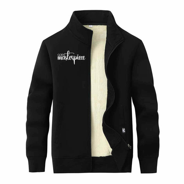 God's Masterpiece Letters Stand Collar Zip Cardigan 01 | Gthic.com