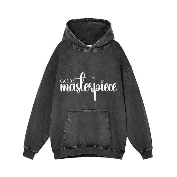 God's Masterpiece Letters Vintage Washed Hoodie 01 | Gthic.com