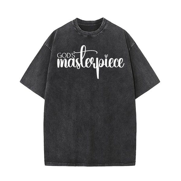 God's Masterpiece Letters Vintage Washed T-shirt 01 | Gthic.com