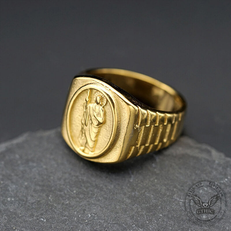 Gold Color Saint Jude Stainless Steel Ring | Gthic.com