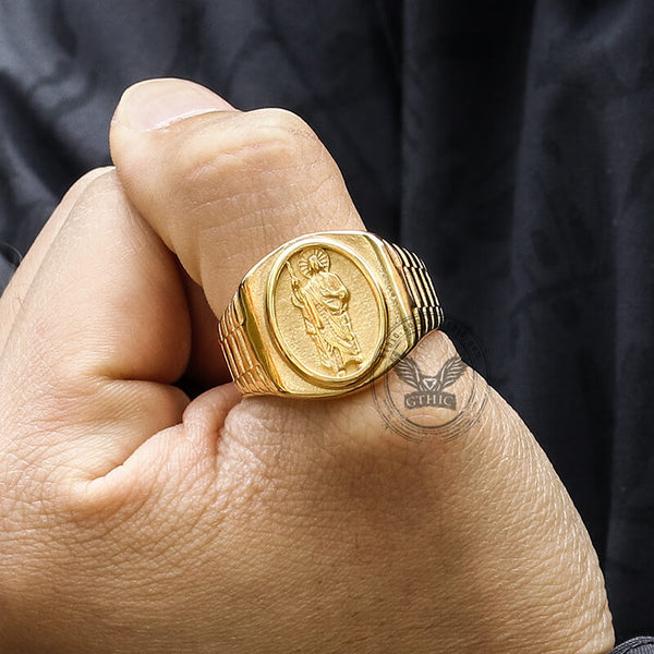 Gold Color Saint Jude Stainless Steel Ring