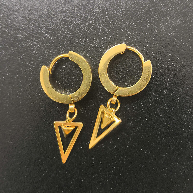 Gold Cross Stainless Steel Hoop Earrings | Gthic.com