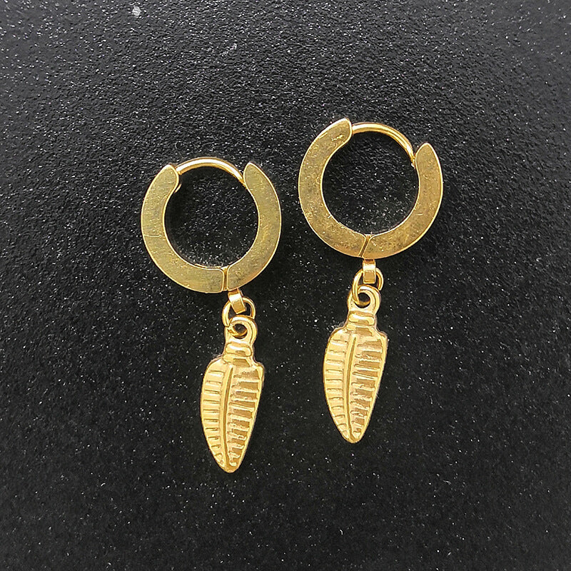 Gold Cross Stainless Steel Hoop Earrings | Gthic.com