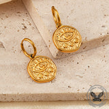 Gold Demon Eye Stainless Steel Vintage Earrings 03 | Gthic.com