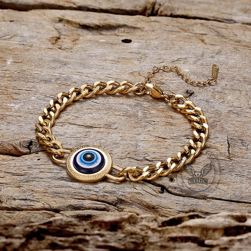 Gold Evil Eye Stainless Steel Stud Bracelet | Gthic.com