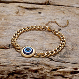 Gold Evil Eye Stainless Steel Stud Bracelet | Gthic.com