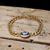 Gold Evil Eye Stainless Steel Stud Bracelet | Gthic.com