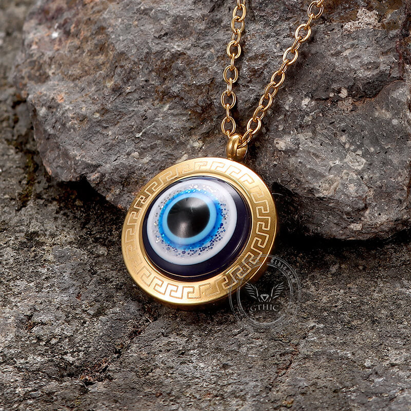 Gold Evil Eye Stainless Steel Stud Necklace | Gthic.com