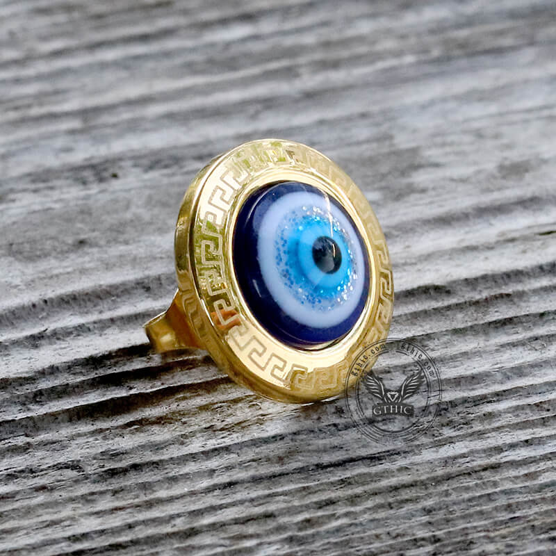 Gold Evil Eye Stainless Steel Stud Earrings | Gthic.com