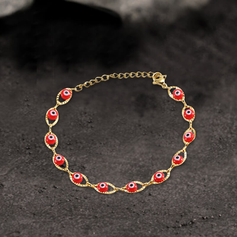 Gold Plated Evil Eye Stainless Steel Bracelet | Gthic.com