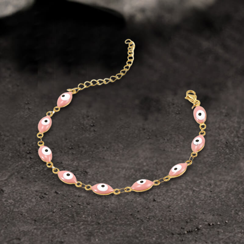Gold Plated Evil Eye Stainless Steel Bracelet | Gthic.com