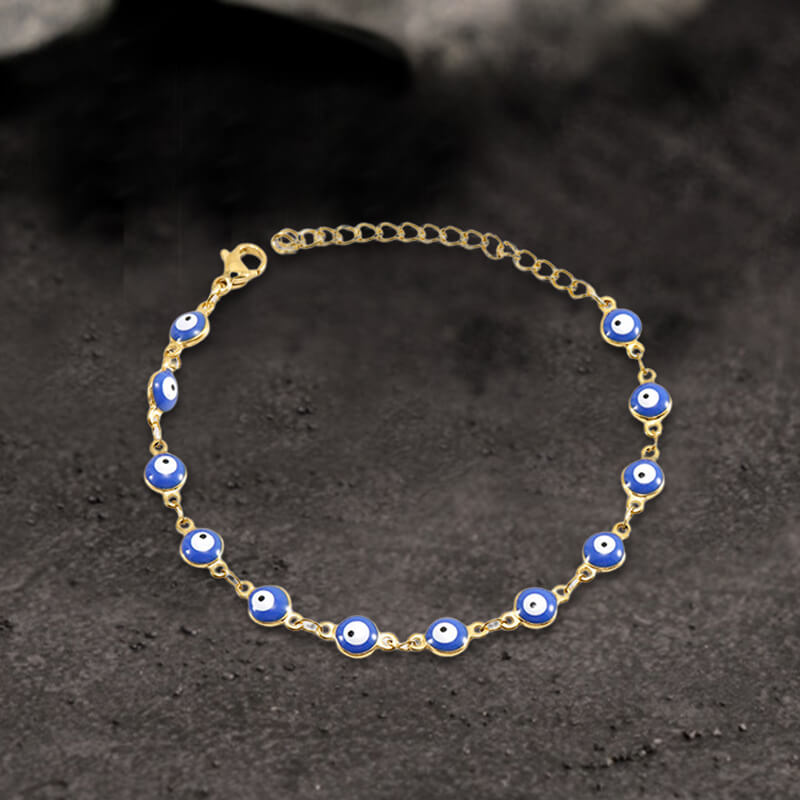 Gold Plated Evil Eye Stainless Steel Bracelet | Gthic.com