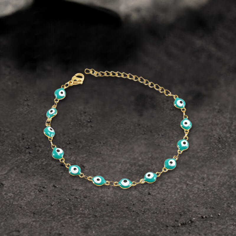 Gold Plated Evil Eye Stainless Steel Bracelet | Gthic.com