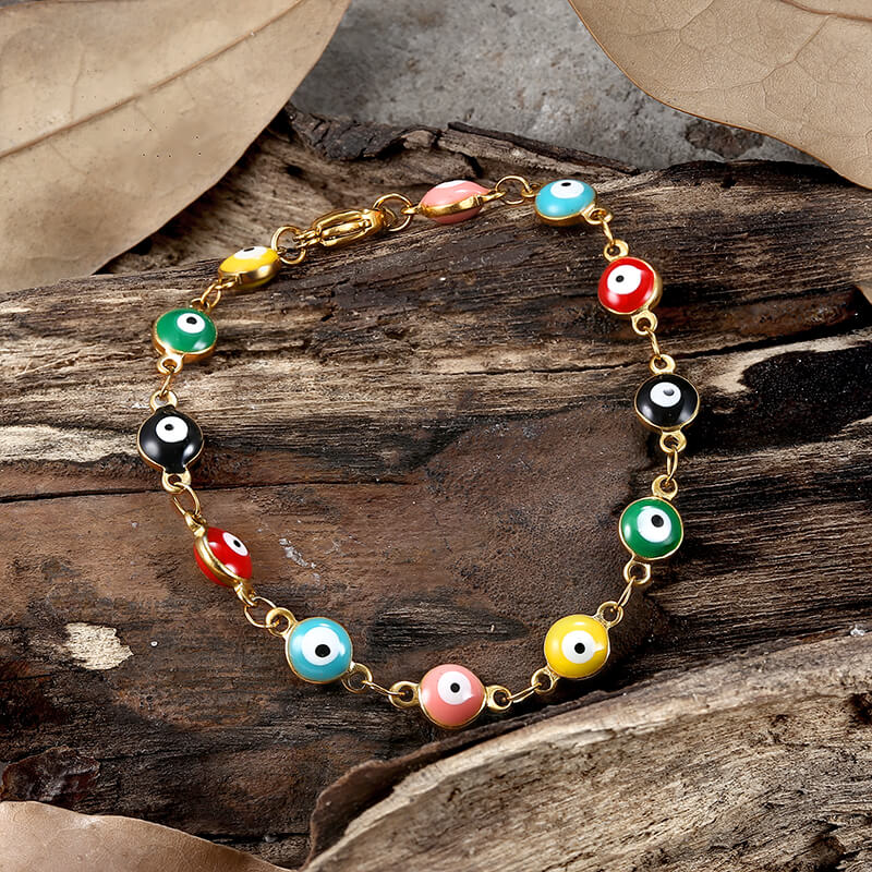 Buy Blue Natural Stones Embellished And Enamel Details Evil Eye Bracelet by  Dugran By Dugristyle Online at Aza Fashions.