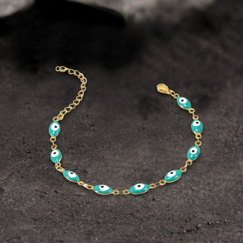 Gold Plated Evil Eye Stainless Steel Bracelet | Gthic.com