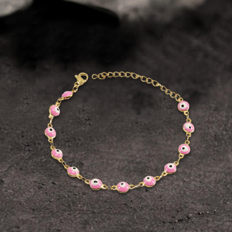 Gold Plated Evil Eye Stainless Steel Bracelet | Gthic.com