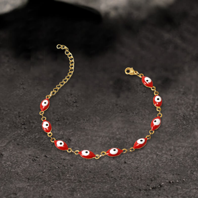 Gold Plated Evil Eye Stainless Steel Bracelet | Gthic.com