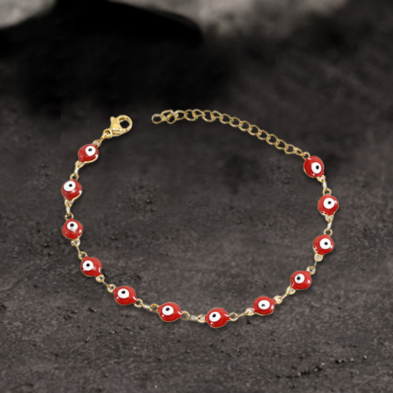 Gold Plated Evil Eye Stainless Steel Bracelet | Gthic.com