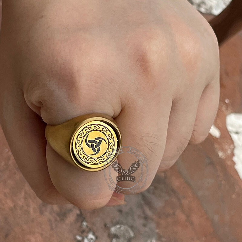 Gold Viking Symbols Stainless Steel Spinner Ring