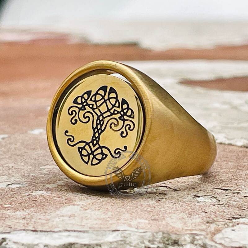 Gold Viking Symbols Stainless Steel Spinner Ring | Gthic.com