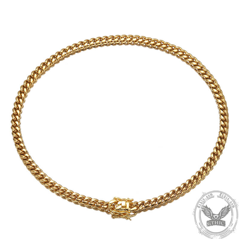 Golden Heavy Cuban Link Chain Stainless Steel Necklace | Gthic.com