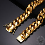 Golden Heavy Cuban Link Chain Stainless Steel Necklace | Gthic.com
