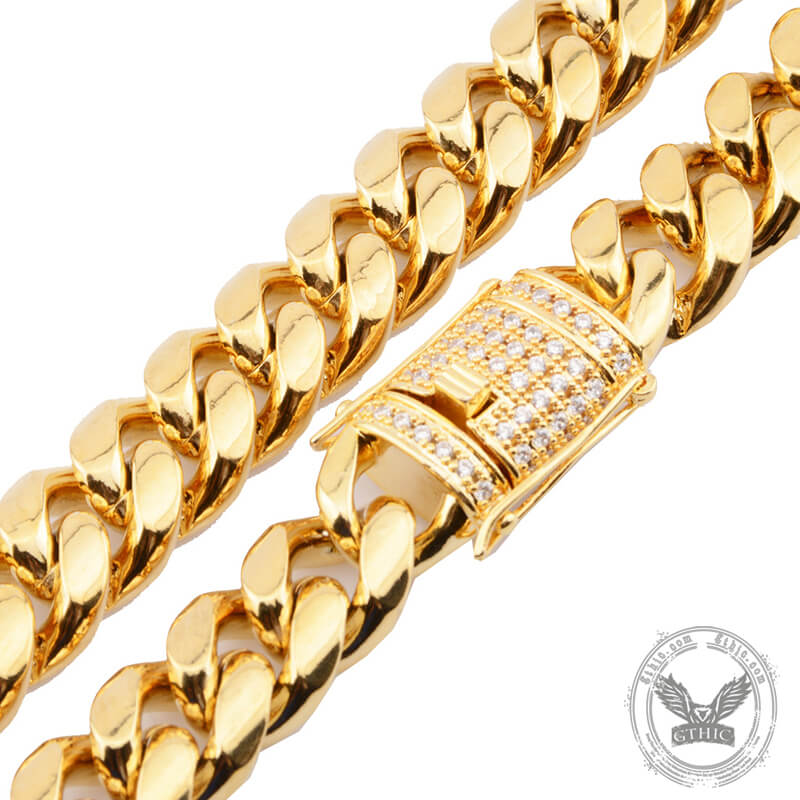 Golden Thick Cuban Chain Stainless Steel Necklace