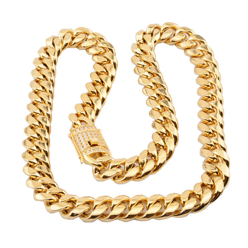 Golden Thick Cuban Chain Stainless Steel Necklace