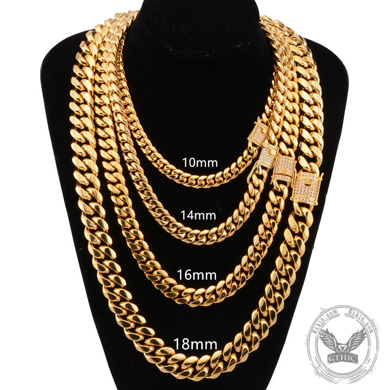 Golden Thick Cuban Chain Stainless Steel Necklace | Gthic.com