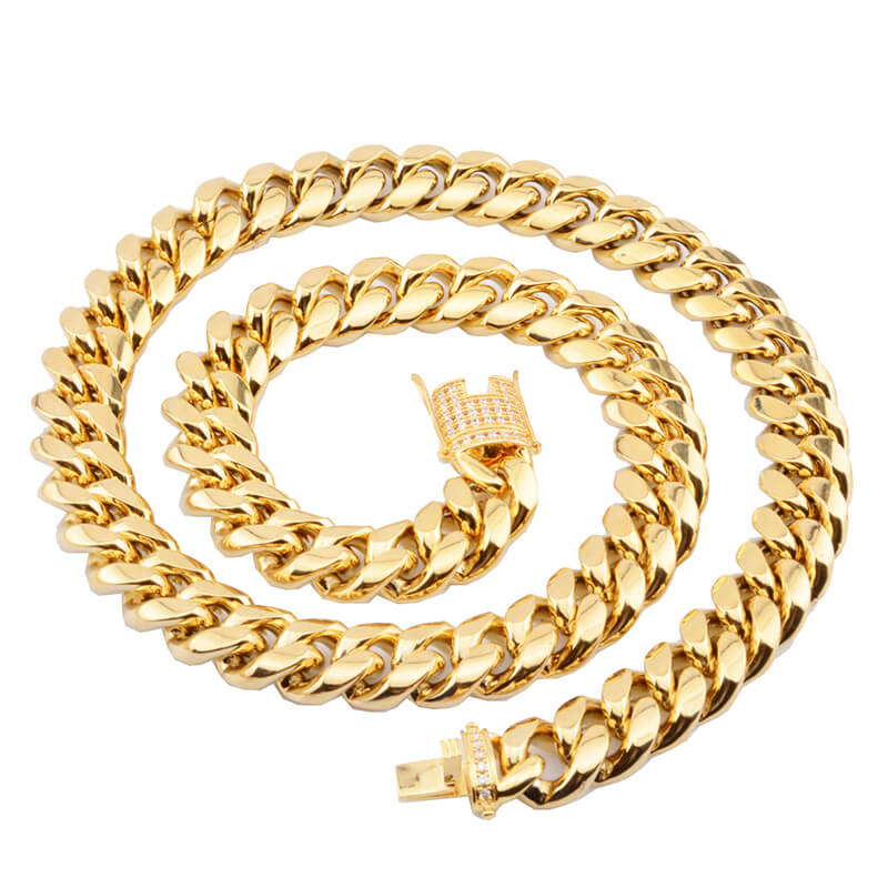 Golden Thick Cuban Chain Stainless Steel Necklace | Gthic.com