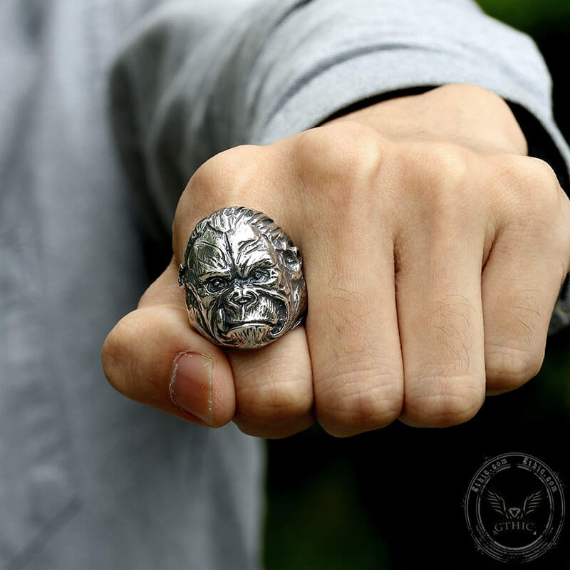 Gorilla King Stainless Steel Animal Ring