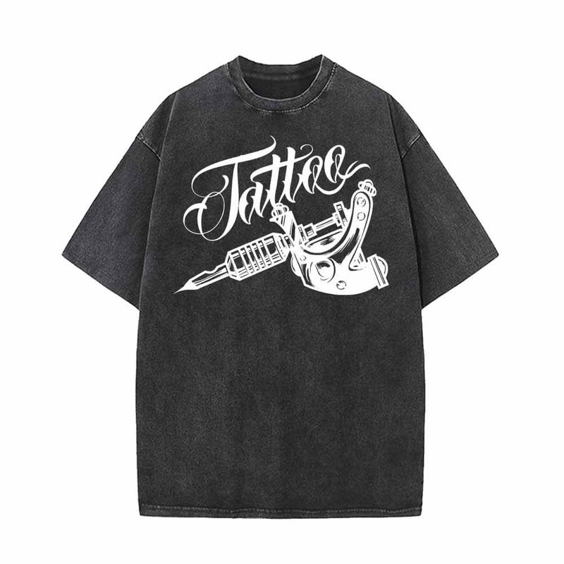 Got Ink Tattoo Machine Vintage Washed T-shirt 01 | Gthic.com