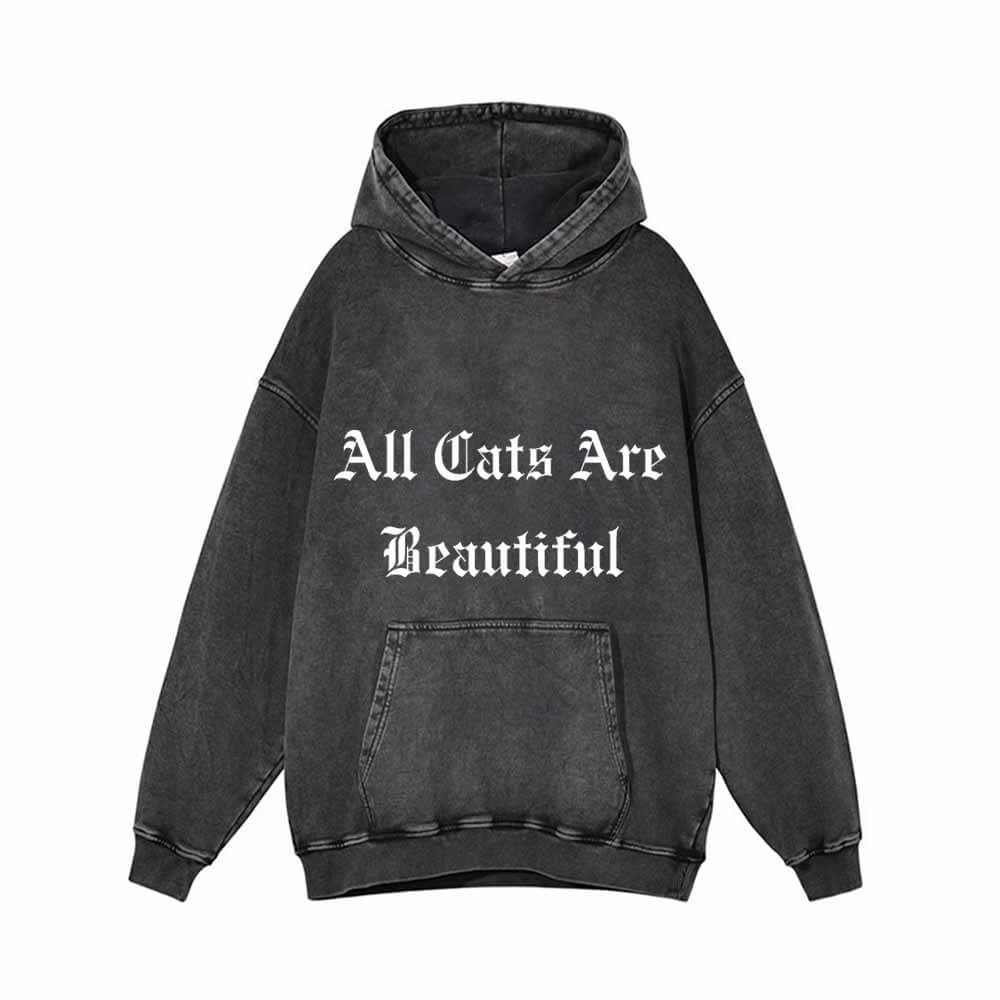 Goth All Cats Are Beautiful Vintage Washed Hoodie