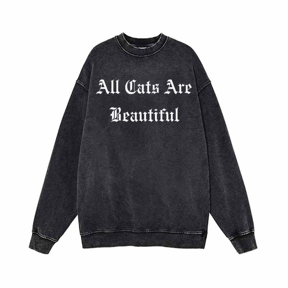 Goth All Cats Are Beautiful Vintage Washed Sweatshirt | Gthic.com