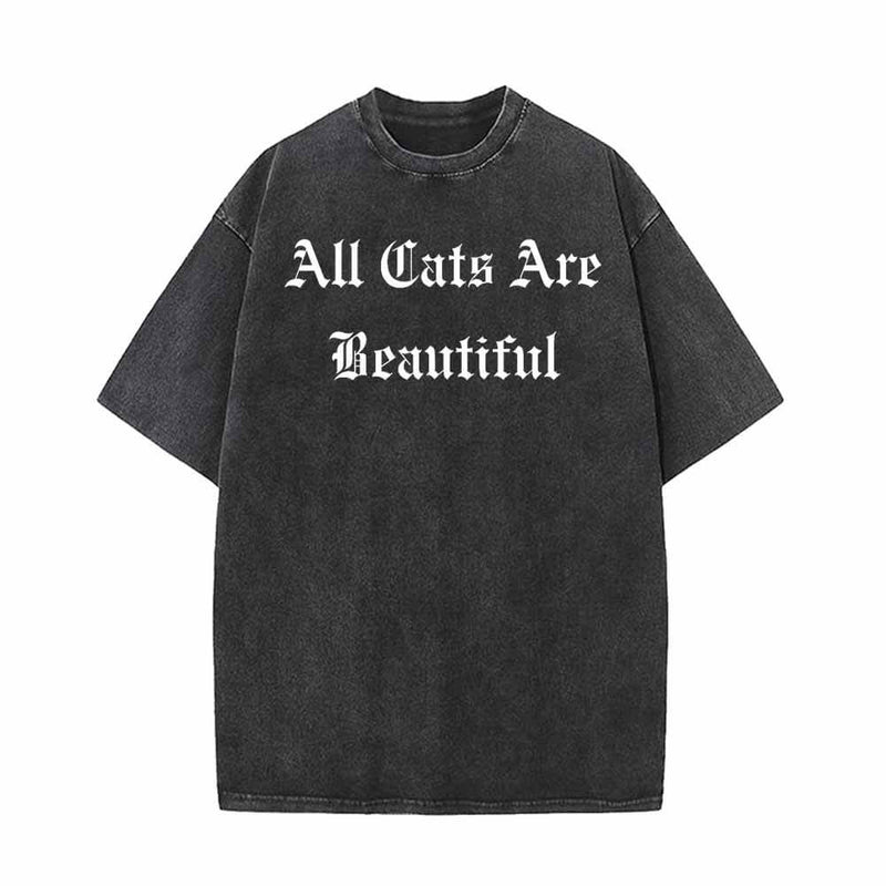 Goth All Cats Are Beautiful Vintage Washed T-shirt | Gthic.com