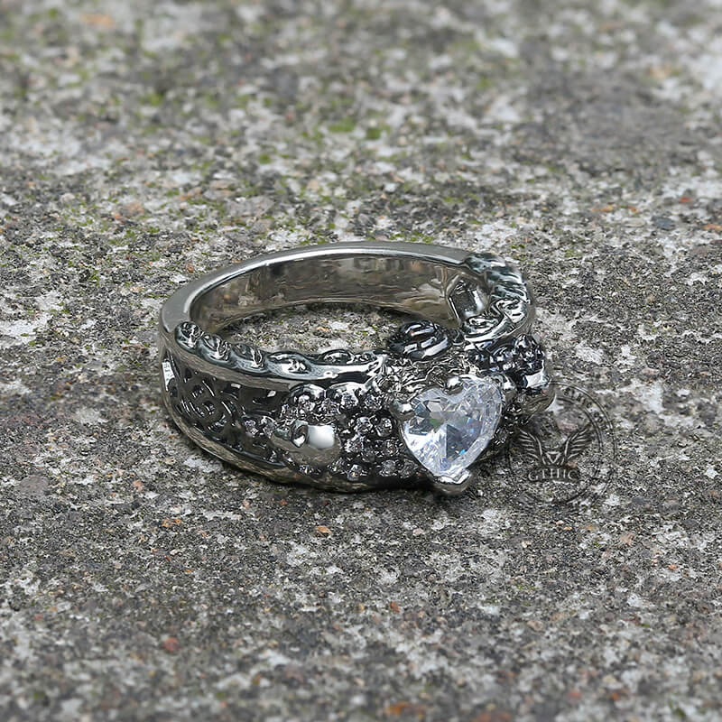 Goth Death Rose Brass Skull Wedding Ring | Gthic.com