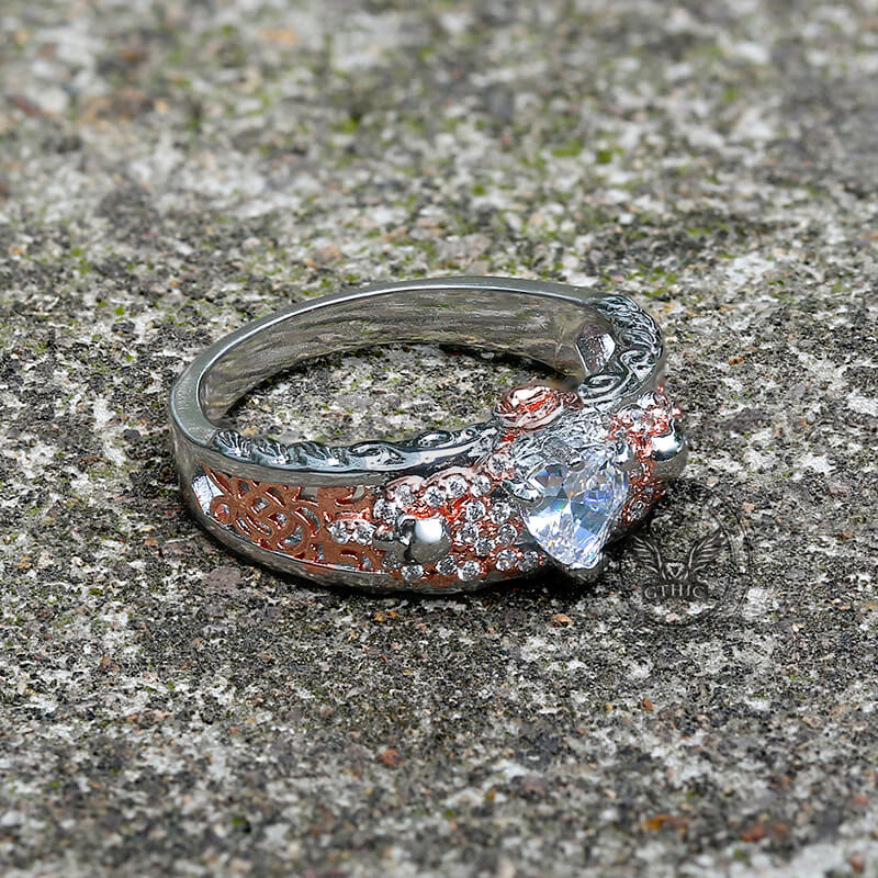 Goth Death Rose Brass Skull Wedding Ring | Gthic.com