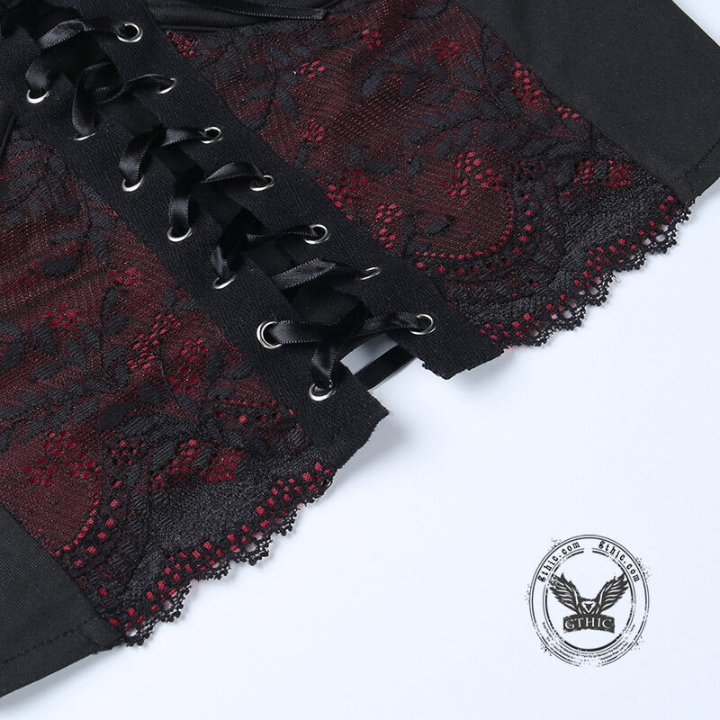 Goth Lace-Up Polyester Crop Top