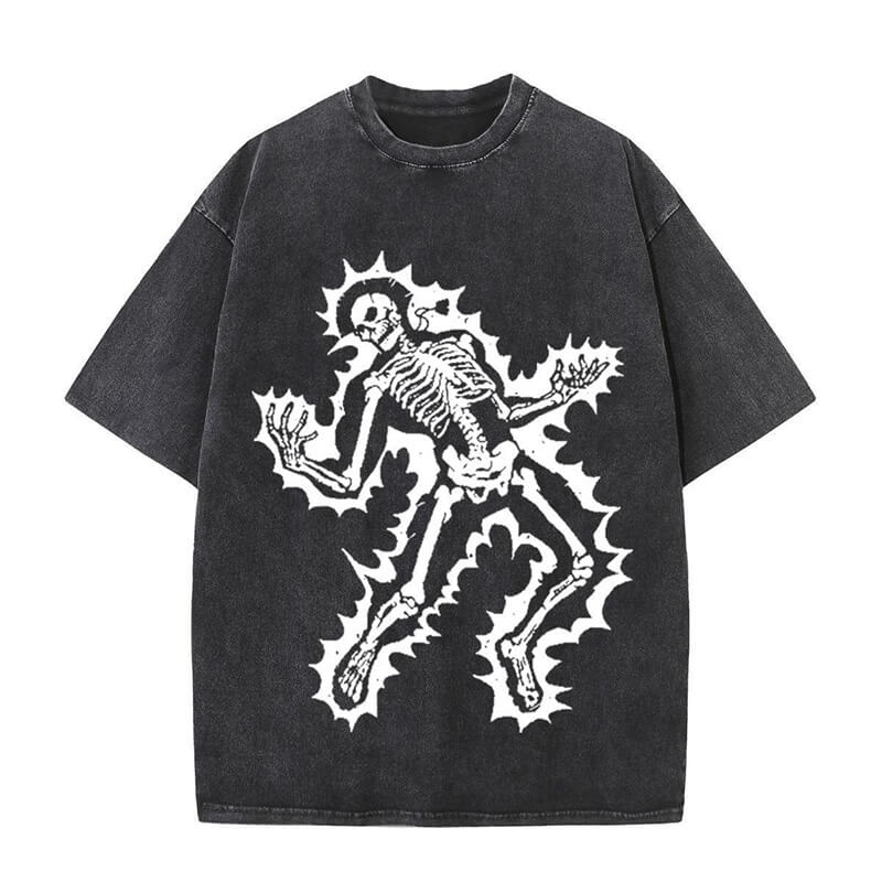 Goth Skull Graffiti Print Casual T-shirt | Gthic.com