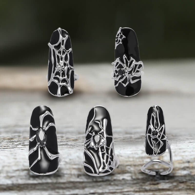 Goth Spider Alloy Animal Nail Rings | Gthic.com