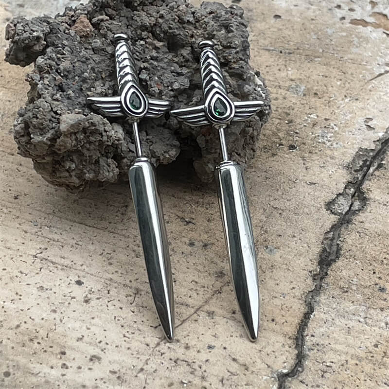 Goth Sword Design Stainless Steel Earrings | Gthic.com