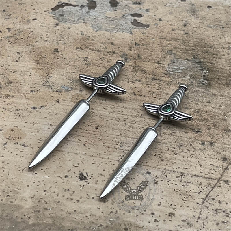 Goth Sword Design Stainless Steel Earrings | Gthic.com