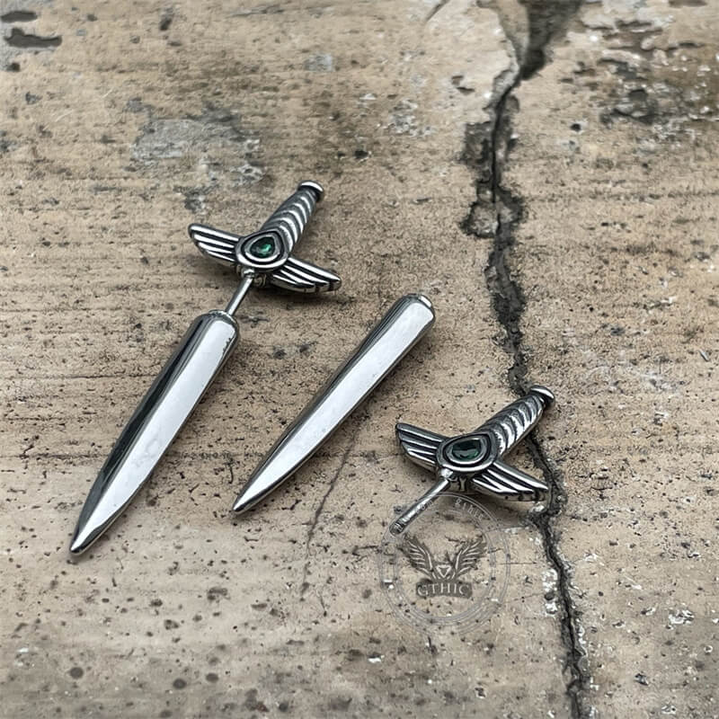 Goth Sword Design Stainless Steel Earrings | Gthic.com