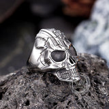 Gothic American Flag Skull Domineering Stainless Steel Ring