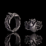 Gothic Anatomical Heart Thorns Sterling Silver Ring | Gthic.com