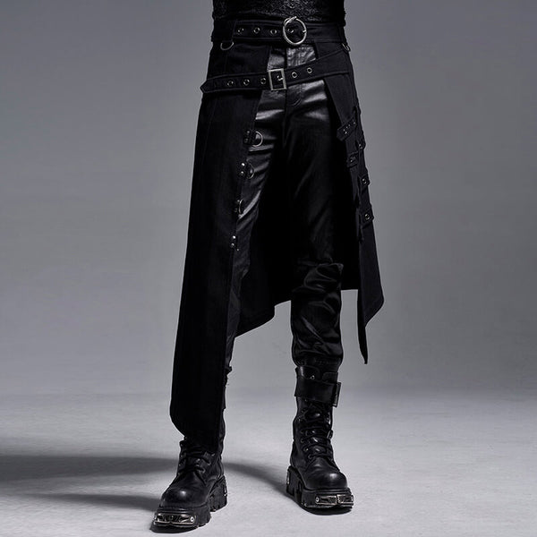 Gothic Asymmetrical Polyester Men's Overskirt | Gthic.com